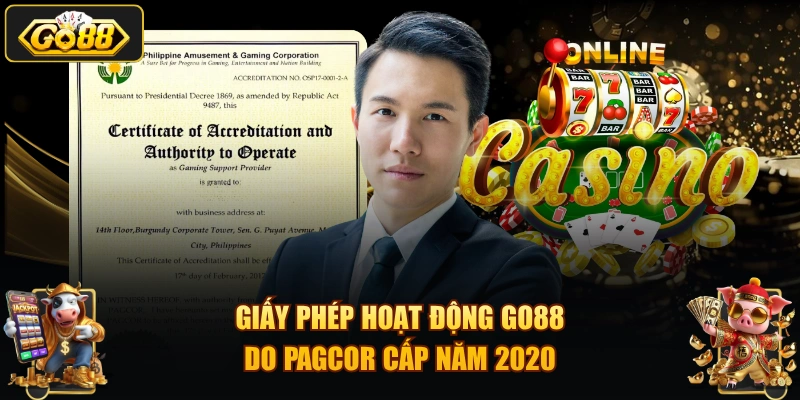 Giấy phép hoạt động GO88 do PAGCOR cấp năm 2020